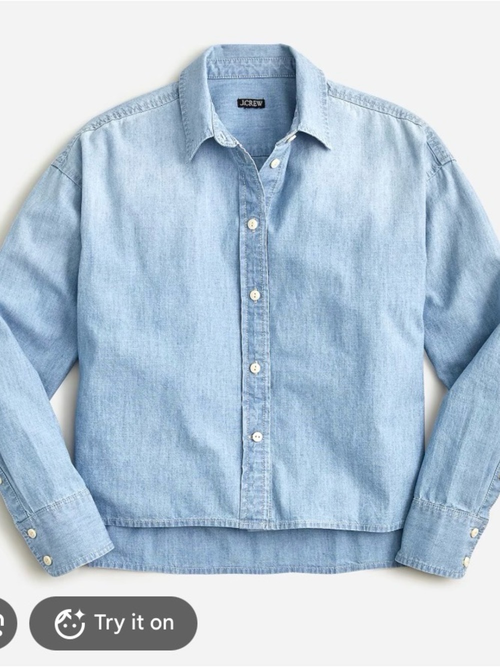 J. Crew Light Blue chambray cropped button down Shirt